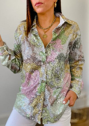 Floral sequin shirt