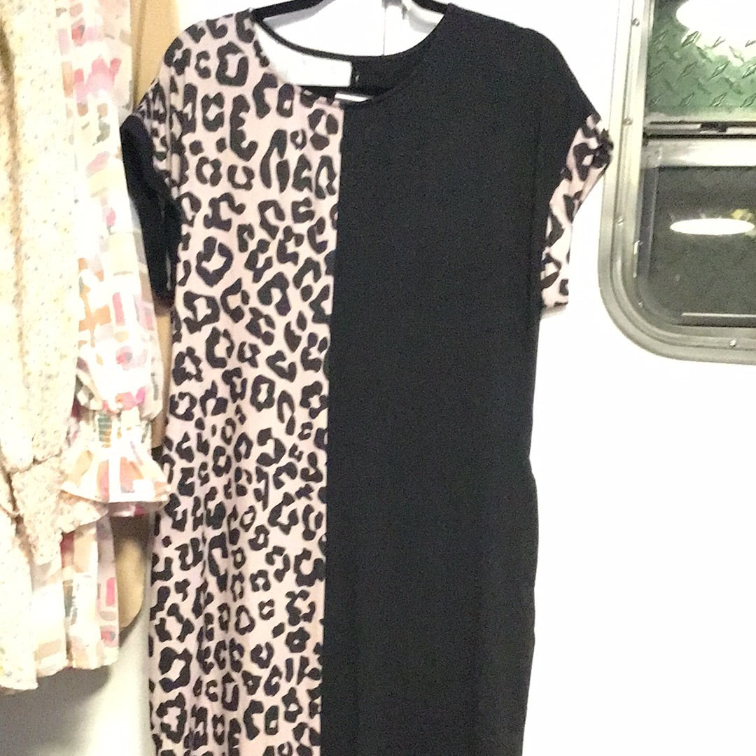 Half Black - Half Cheetah  Maxi dress