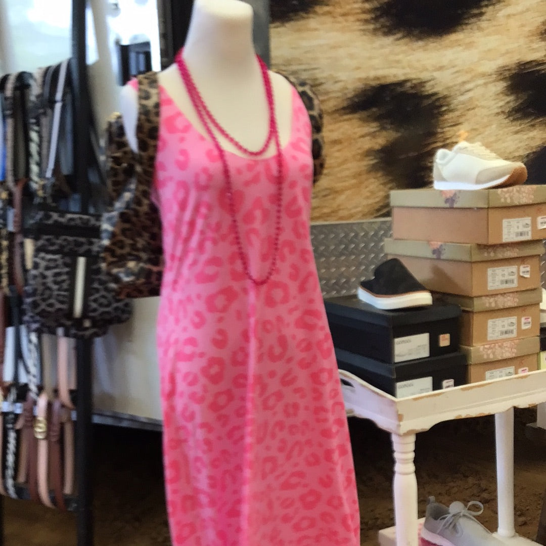 Hot Pink Cheetah29.9 Maxi Dress - Sleeveless