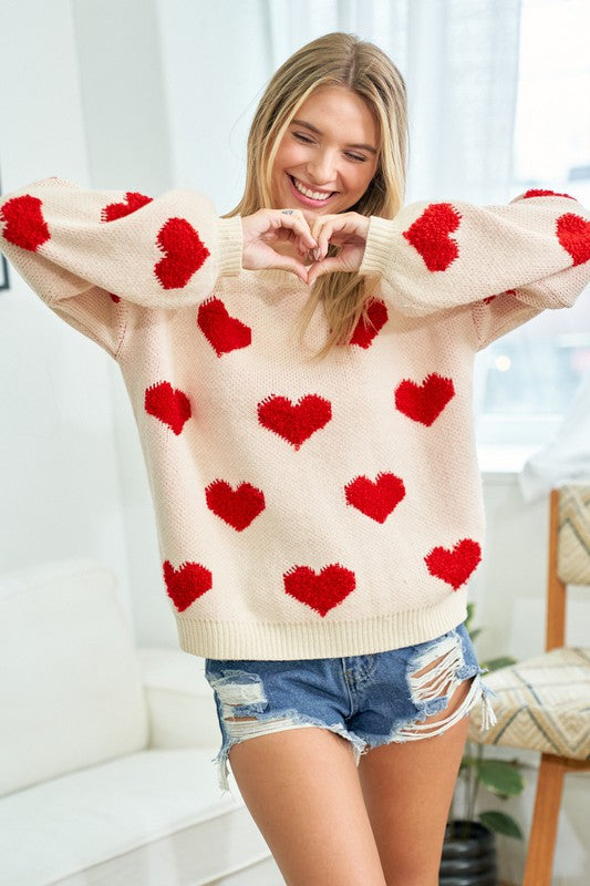 Heart fuzzy sweater