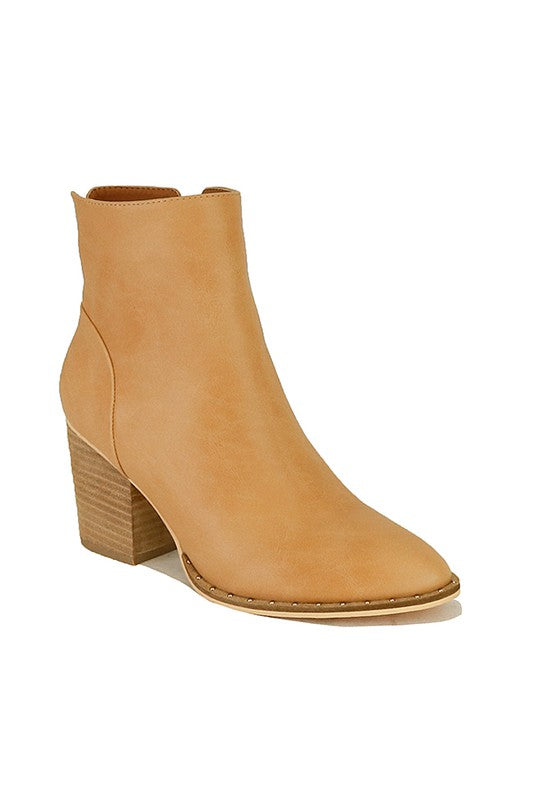 Pointed Toe Camel Bootie